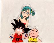 Goku, Kuririn, and Bulma